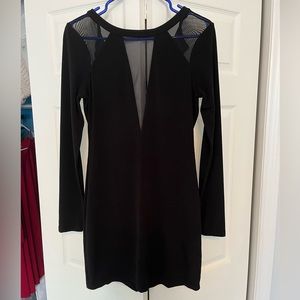 plunging neckline black dress